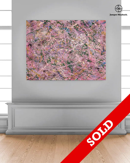Horizontal vignette of "Dreams" original painting by Jumper Maybach, showcasing vibrant colors and abstract artistic details.