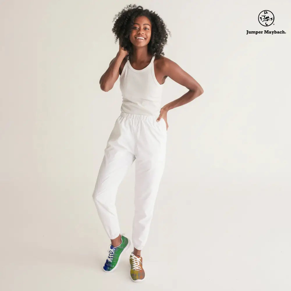 Rainbow Matrix athletic sneakers by Jumper Maybach® featuring vibrant rainbow-colored design and sporty silhouette.
