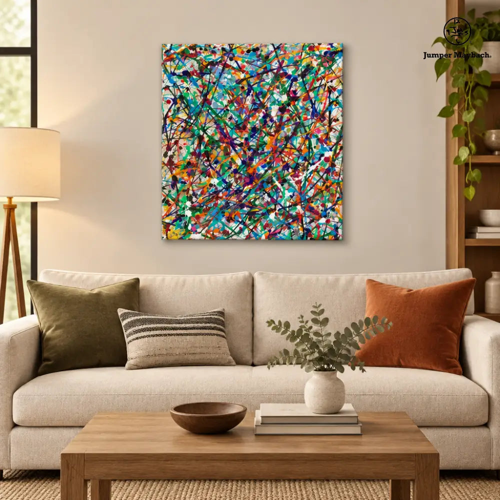 Endless Asteroid Playground (Embellished-Hand Signed by the Artist) - living room vignette