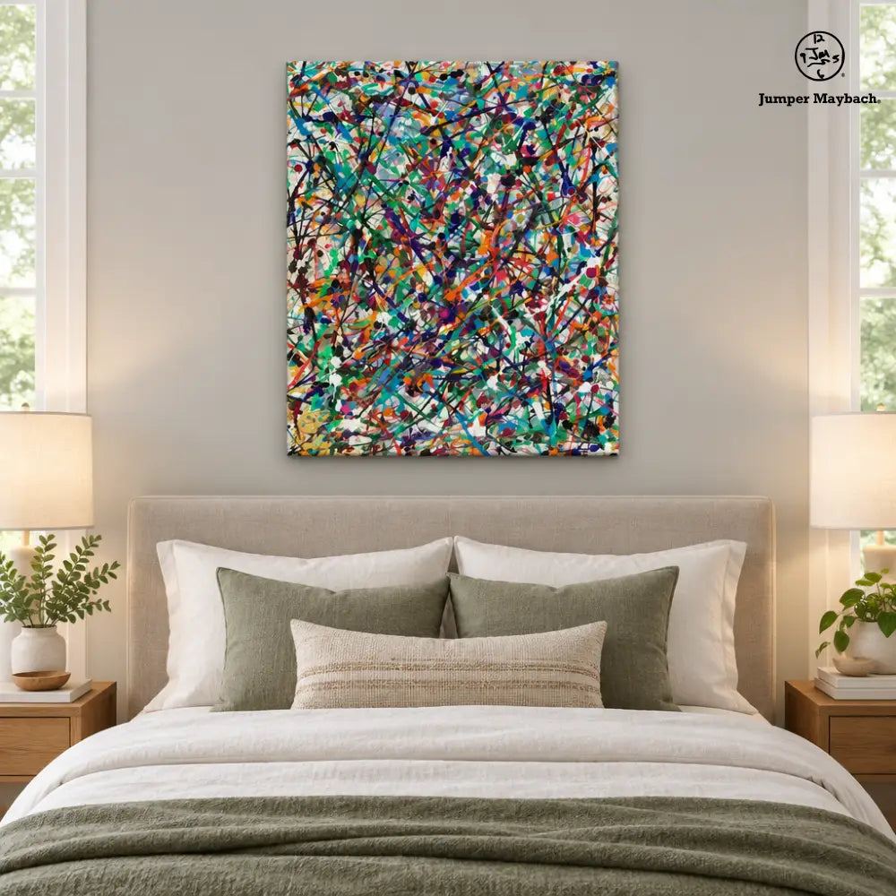 Endless Asteroid Playground (Embellished-Hand Signed by the Artist) - bedroom vignette