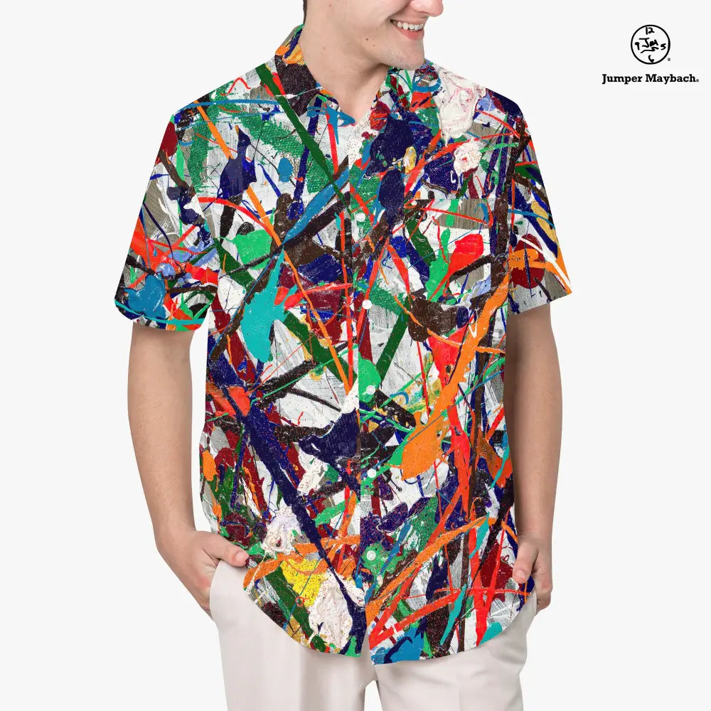Endless Asteroid Playground Resort Unisex Shirt by Jumper Maybach, men's casual clothing with space-themed design, in a relaxed fit.