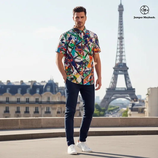 Endless Asteroid Playground Resort Jumper Maybach® unisex men's shirt with a vibrant asteroid-themed design.