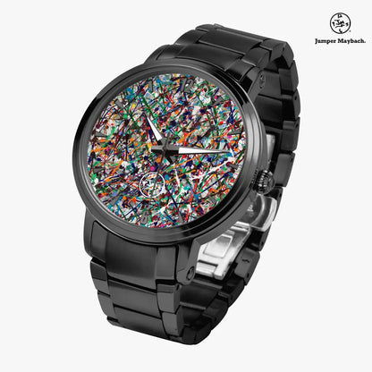 Endless Asteroid Playground Steel Strap Automatic Watch by Jumper Maybach with indicators, showcasing the watch face and metal strap.
