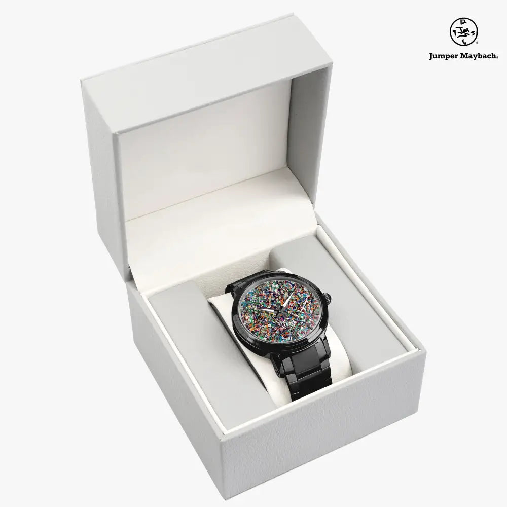 Endless Asteroid Playground steel strap automatic watch by Jumper Maybach with indicators, featuring a sleek stainless steel design.