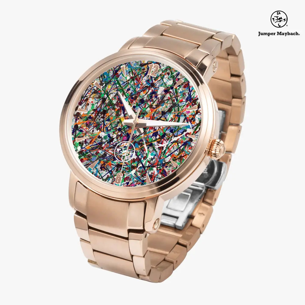 Endless Asteroid Playground steel strap automatic watch by Jumper Maybach® with date indicators and sleek stainless steel band.