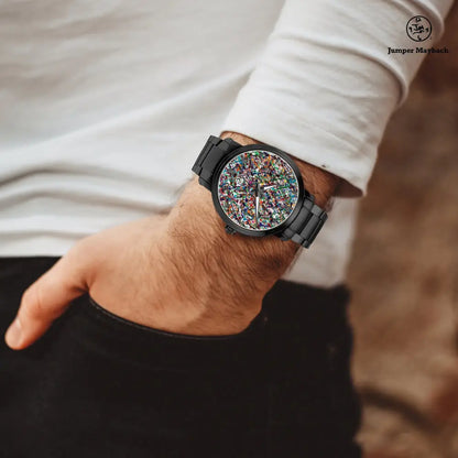 Endless Asteroid Playground steel strap automatic watch by Jumper Maybach with indicators, featuring a sleek design and stainless steel strap.