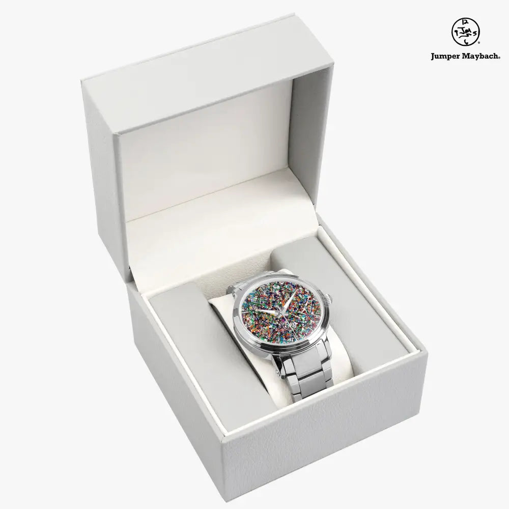 Endless Asteroid Playground Steel Strap Automatic Watch by Jumper Maybach® with indicators, featuring a sleek stainless steel design.