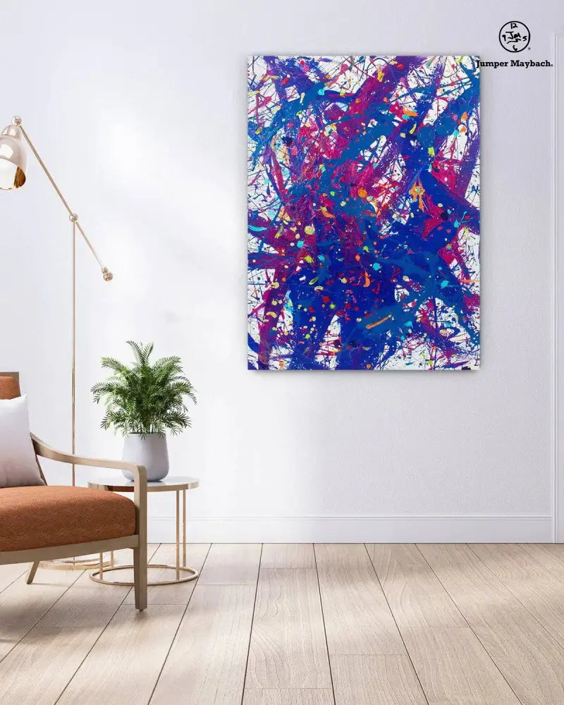 Original artwork titled "From Darkness to Light" by Jumper Maybach, showcasing a vibrant, expressive painting with dynamic colors and textures.