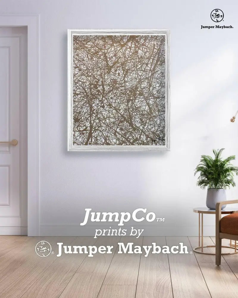 Gold Galaxy print on paper by Jumper Maybach featuring a vibrant, abstract galaxy design with gold accents.