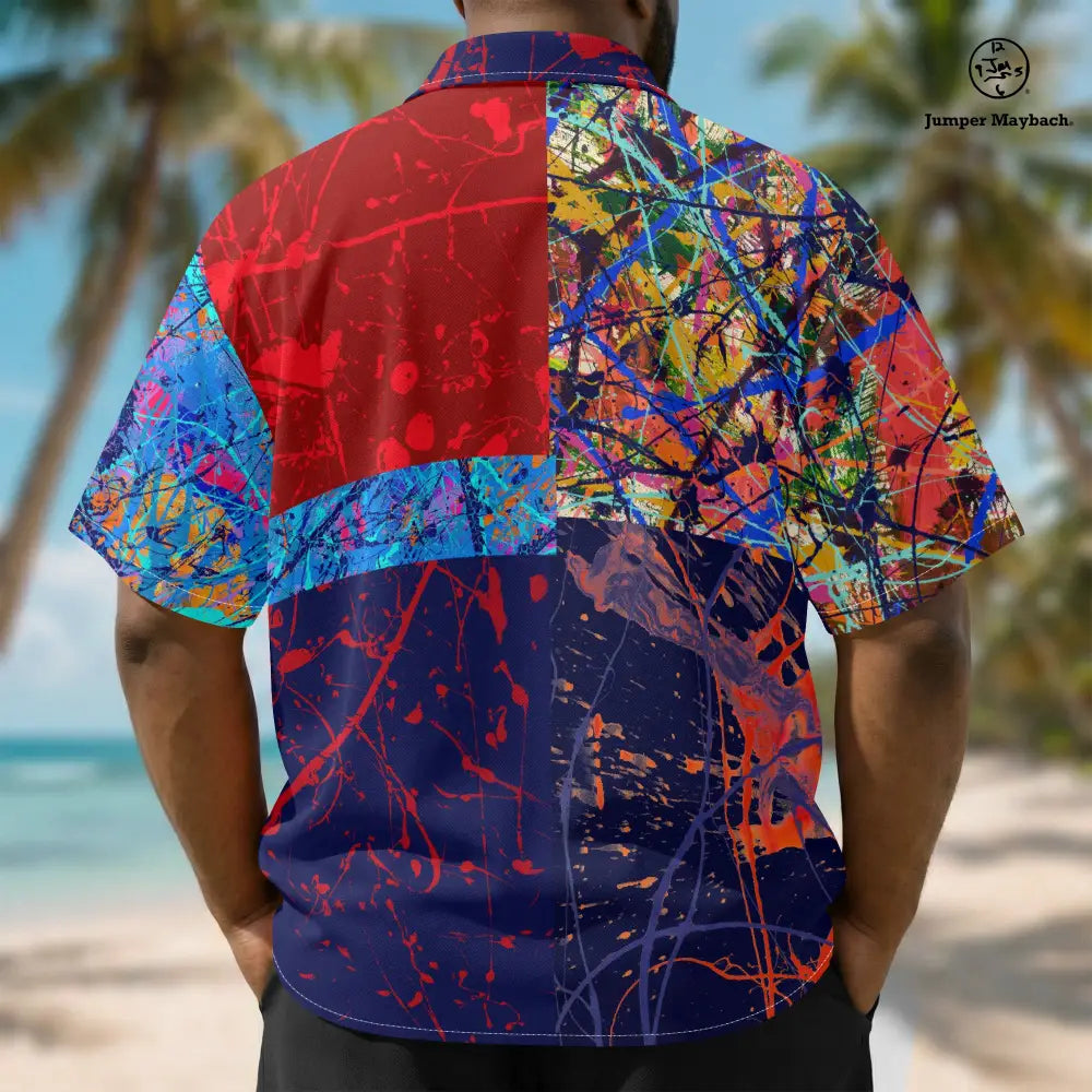 Plus size men's resort shirt by Jumper Maybach, featuring a relaxed fit and stylish design, in a vibrant resort-inspired pattern.
