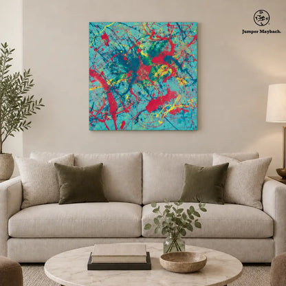 Gravity Dance embellished canvas - living room