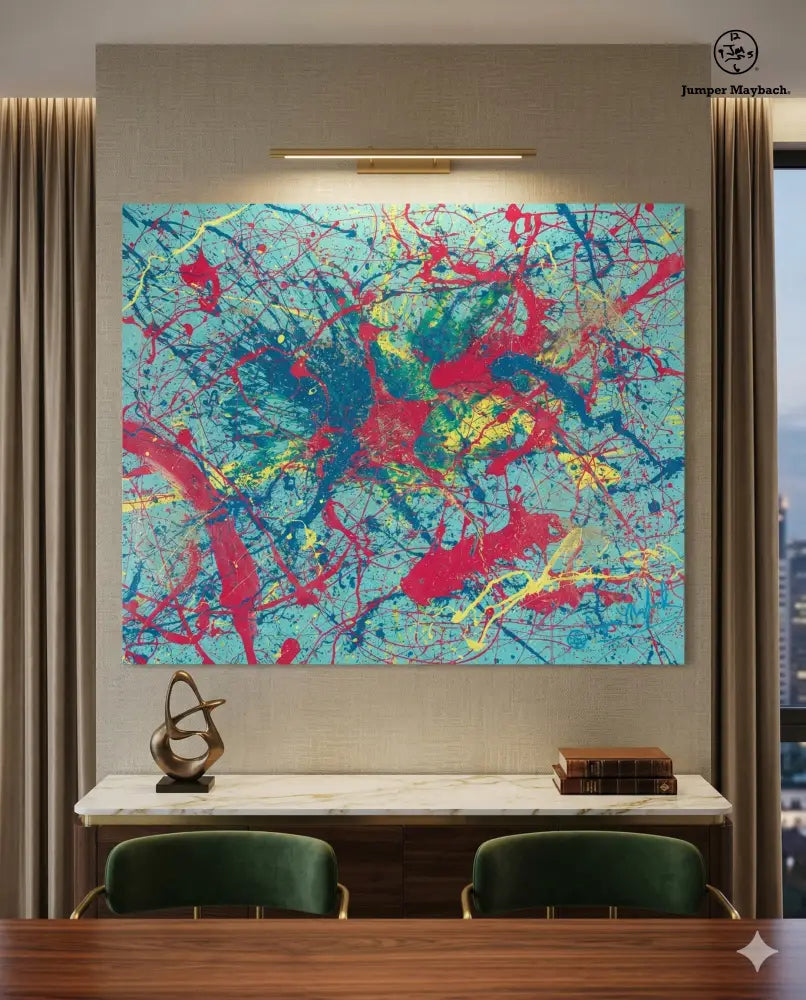 Original artwork titled Gravity Dance by Jumper Maybach, featuring vibrant abstract dance-inspired painting.
