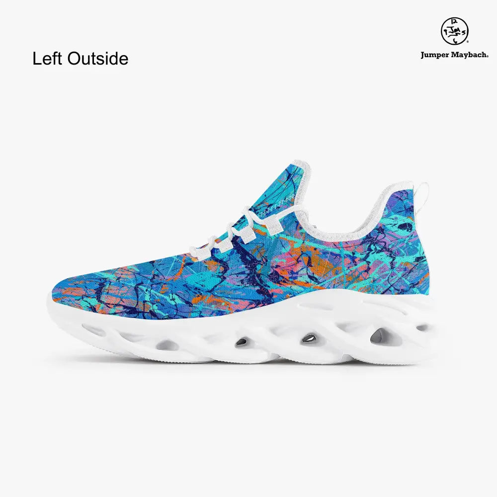 Harbor of Future Dreams Flex sneaker by Jumper Maybach in black with white accents, stylish unisex sneaker for men and women.