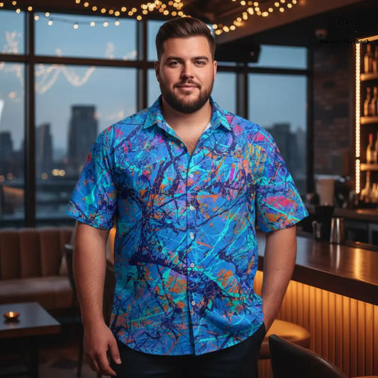 Plus size Harbor of Future Dreams resort unisex shirt by Jumper Maybach, featuring relaxed fit and vibrant design, men's clothing.