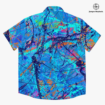 Unisex Harbor of Future Dreams Resort shirt by Jumper Maybach®, casual men's clothing with vibrant print design.
