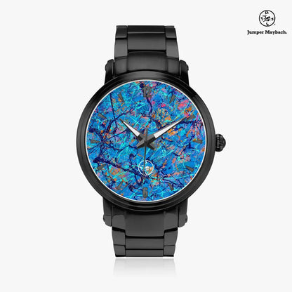 JetPrint Fulfillment Harbor of Future Dreams steel strap automatic watch with indicators, featuring a sleek metallic design and detailed dial.