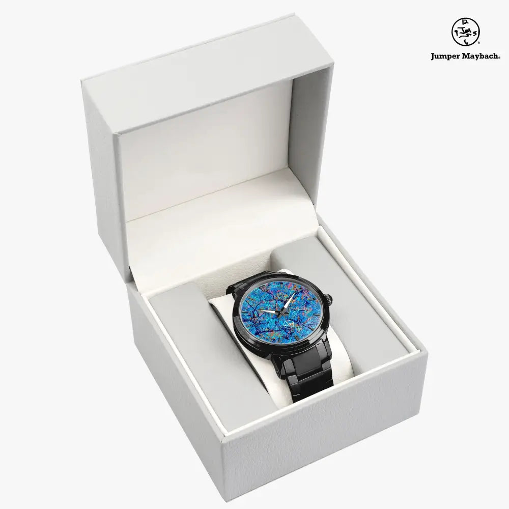 JetPrint Fulfillment steel strap watch with automatic movement and indicators, from the Harbor of Future Dreams by Jumper Maybach®.