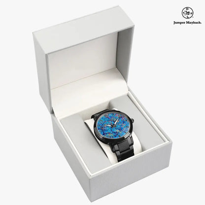 JetPrint Fulfillment steel strap watch with automatic movement and indicators, from the Harbor of Future Dreams by Jumper Maybach®.