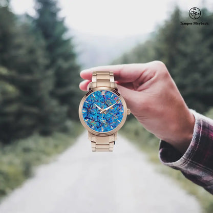 JetPrint Fulfillment Harbor of Future Dreams steel strap automatic watch with indicators, showcasing a sleek modern design and stainless steel band.