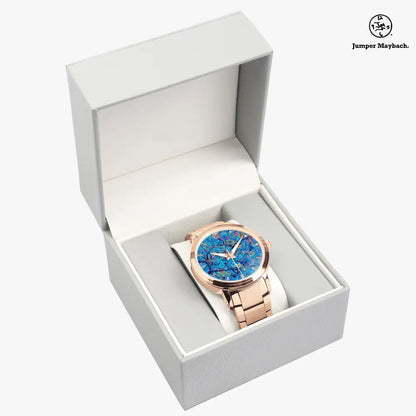 JetPrint Fulfillment Harbor of Future Dreams steel strap automatic watch by Jumper Maybach® with indicator features, detailed close-up image