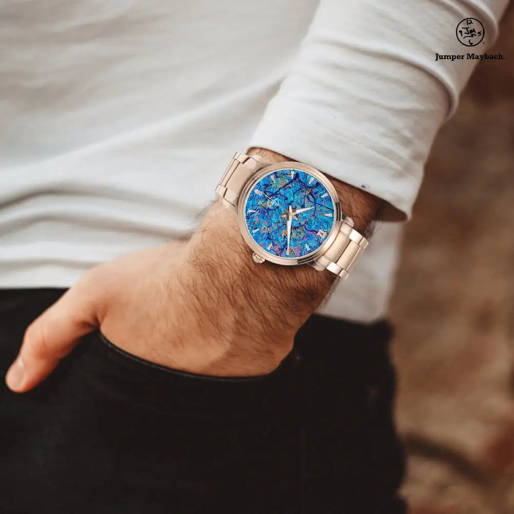 JetPrint Fulfillment Harbor of Future Dreams steel strap automatic watch with indicator, sleek design and stainless steel band.