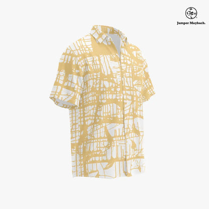 Plus size Honey Matrix resort unisex shirt by Jumper Maybach, featuring a vibrant honeycomb pattern and casual fit.