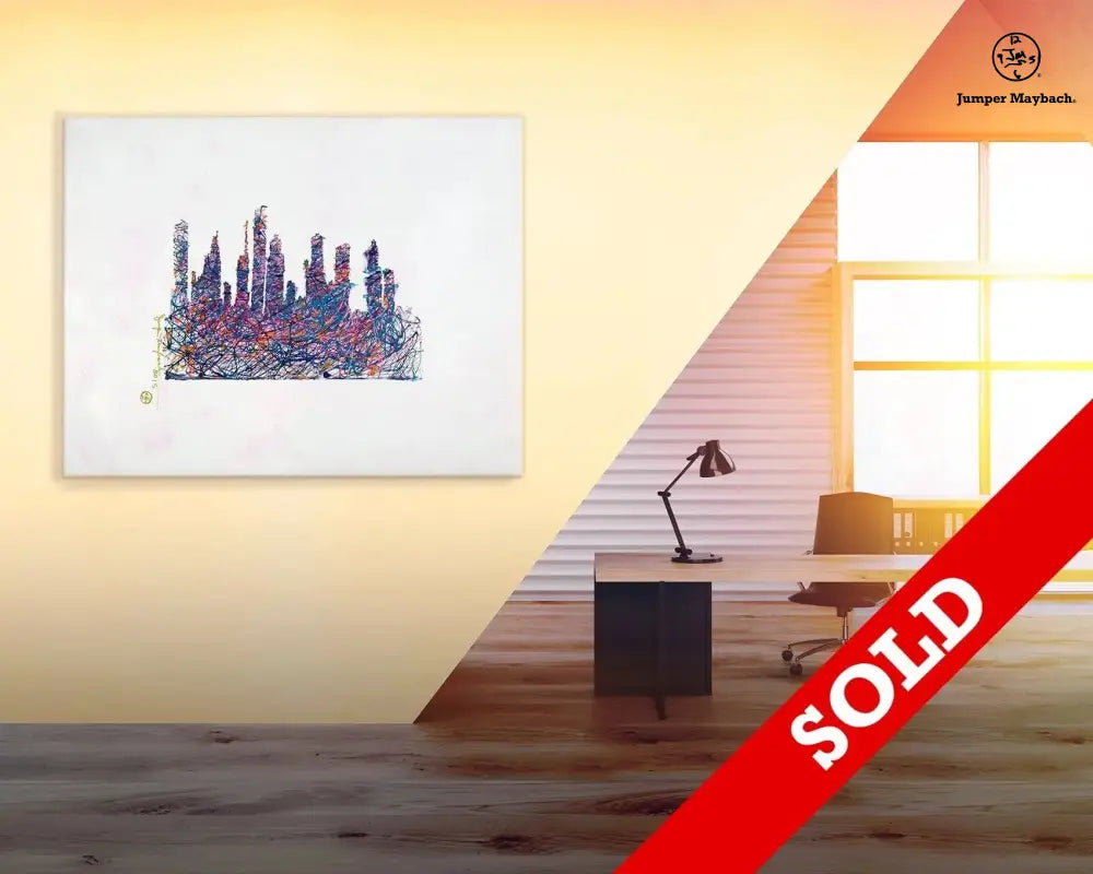 Houston Skyline Day - Original Painting - SOLD - Jumper Maybach Artwork