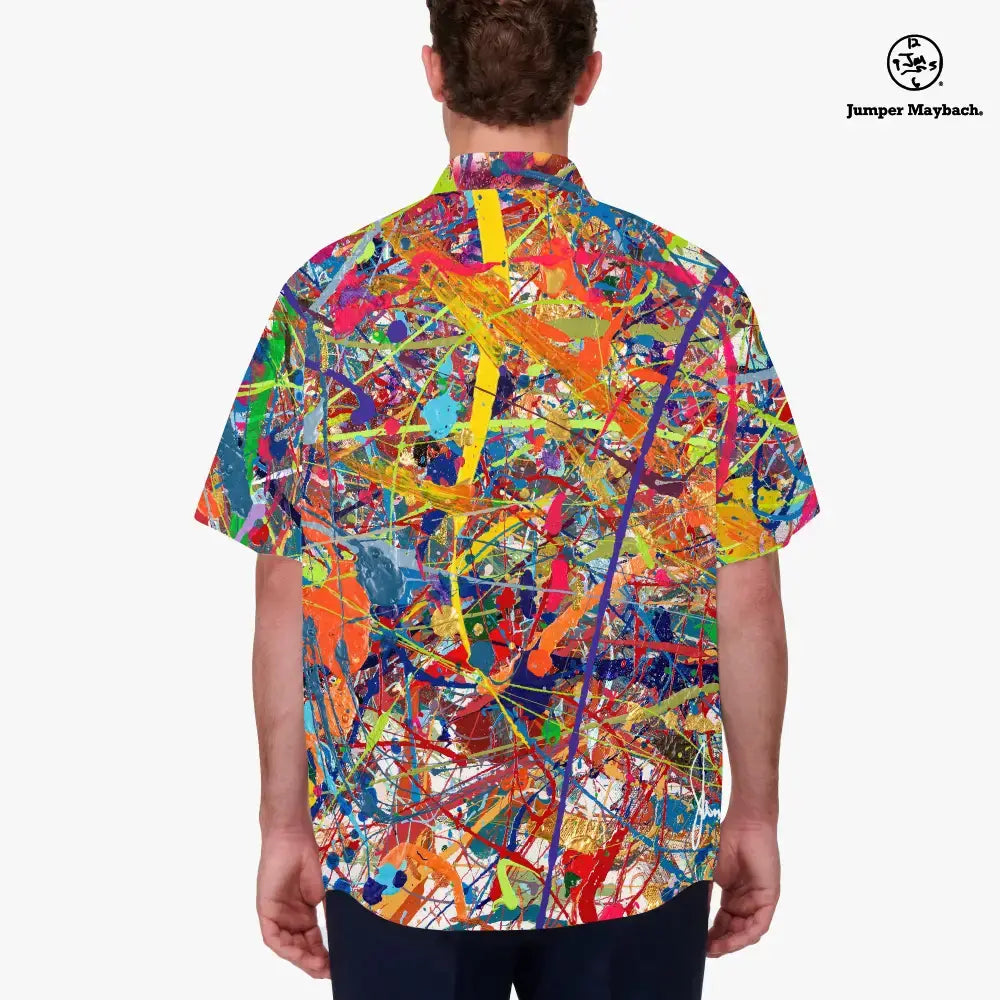 Plus size men's Quasar Resort shirt by Jumper Maybach, featuring vibrant, modern design with a relaxed fit for casual wear.