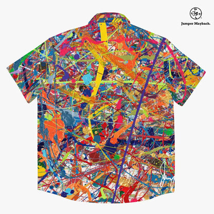 Unisex Quasar Resort shirt by Jumper Maybach®, featuring vibrant cosmic-inspired design, made by JetPrint Fulfillment.