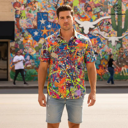 Infinite Candy Quasar Resort unisex shirt by Jumper Maybach, stylish men's clothing with vibrant cosmic print.