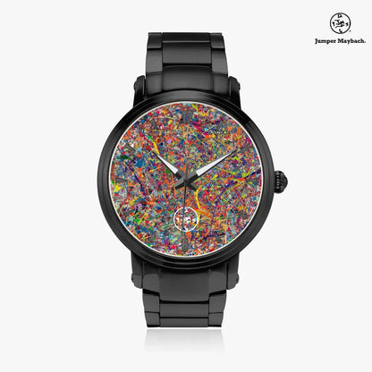 Infinite Candy Quasar steel strap automatic watch by Jumper Maybach with indicators, featuring a sleek stainless steel design.