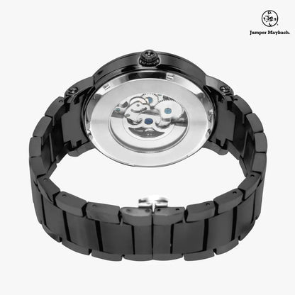 JetPrint Fulfillment steel strap watch featuring a Quasar automatic movement, with time indicators and a sleek modern design.