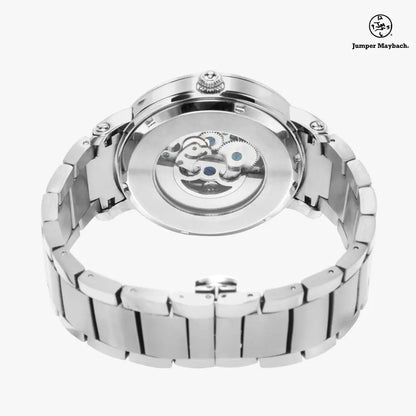 JetPrint Fulfillment Infinite Candy Quasar steel strap automatic watch with indicators, showcasing a sleek steel band and detailed watch face.