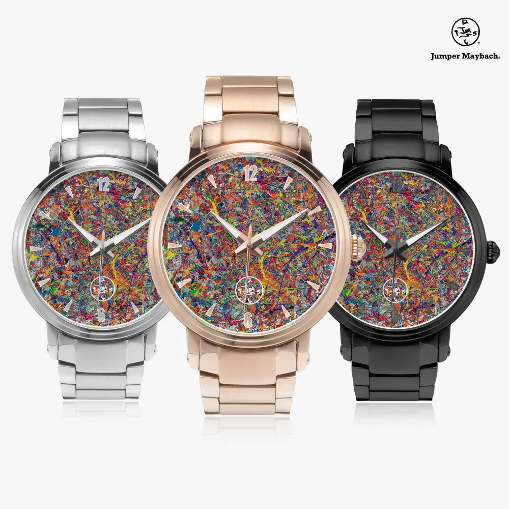 JetPrint Fulfillment Infinite Candy Quasar steel strap watch by Jumper Maybach® with automatic movement and indicator features.