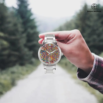 JetPrint Fulfillment Infinite Candy Quasar Steel Strap Automatic Watch with indicators, featuring a sleek steel band and detailed watch face.