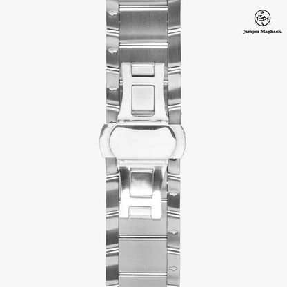 JetPrint Fulfillment Infinite Candy Quasar Steel Strap Automatic Watch by Jumper Maybach with indicators, featuring a sleek steel strap design.