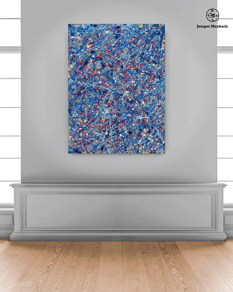Original artwork titled "It's Raining In Space" by Jumper Maybach, featuring a vibrant space scene with rain-like elements.