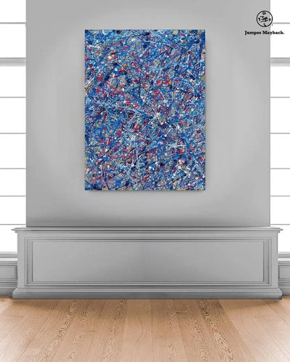 Original artwork titled "It's Raining In Space" by Jumper Maybach, featuring a vibrant space scene with rain-like elements.