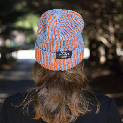 Big Lovie JM x BL Cosmic Color Contrast Hat in sea blue, showing the back view with vibrant color details and adjustable strap.