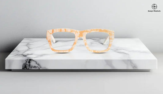 Stylish OPR The Andrea eyewear with honey-colored frames and clear lenses, featuring a modern, sleek design.