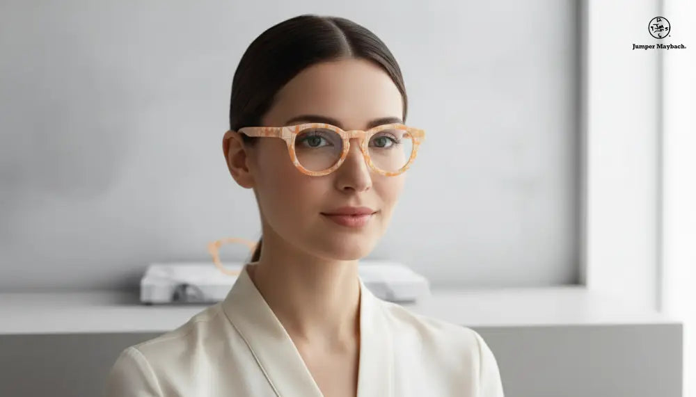 OPR The Filippo eyewear with honey-colored rectangular frames and clear lenses, stylish and modern accessory for everyday wear.
