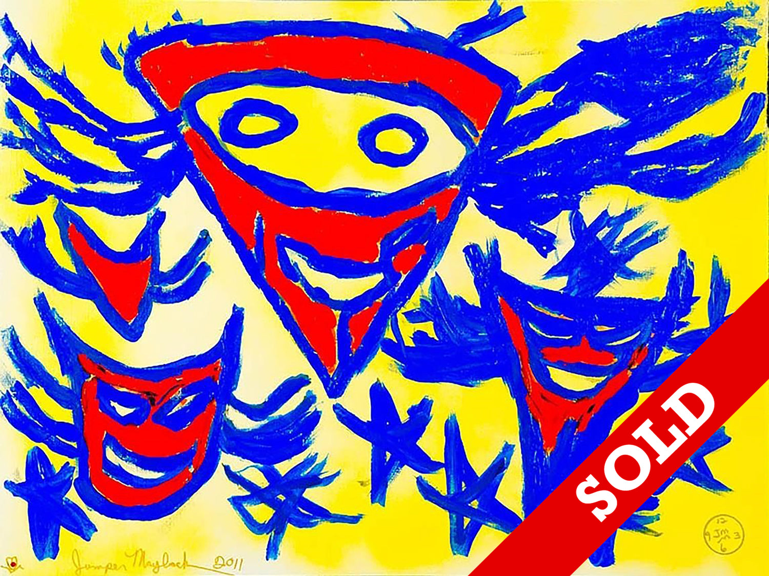 Carnival Red Masks - Original Painting - SOLD - Jumper Maybach