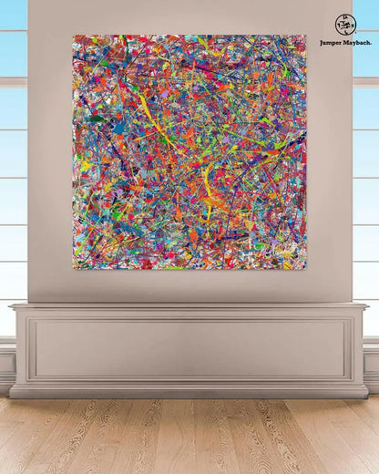 Jumper Maybach Infinite Candy Quasar print on canvas featuring vibrant, abstract cosmic patterns in bright colors.