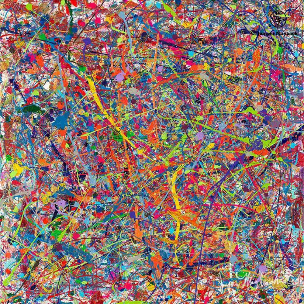 Jumper Maybach Infinite Candy Quasar print on canvas featuring vibrant, colorful abstract cosmic artwork.