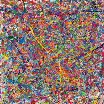 Jumper Maybach Infinite Candy Quasar print on canvas featuring vibrant, colorful abstract cosmic artwork.