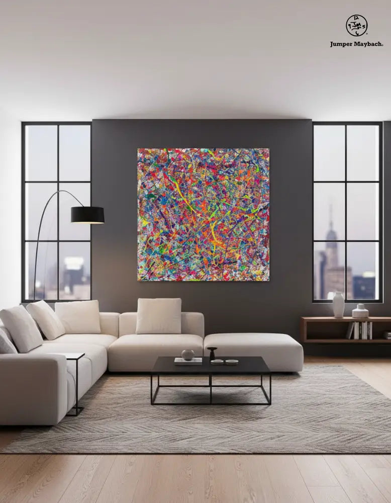 Jumper Maybach Infinite Candy Quasar print on canvas featuring vibrant, swirling abstract colors and cosmic-inspired design.