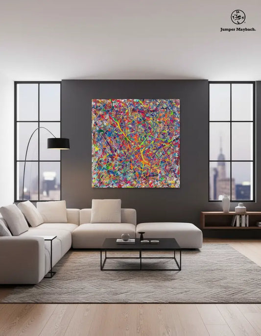Jumper Maybach Infinite Candy Quasar print on canvas featuring vibrant, swirling abstract colors and cosmic-inspired design.