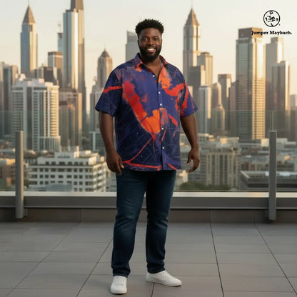 New Galaxy PLUS SIZE Resort UNISEX Shirt by Jumper Maybach, casual men's and women's clothing in vibrant galaxy print