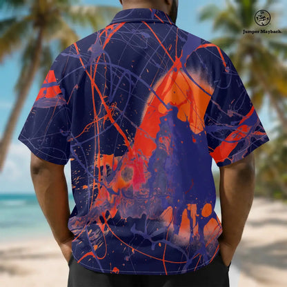 New Galaxy PLUS SIZE Resort UNISEX shirt by Jumper Maybach, featuring a vibrant galaxy print on soft, comfortable men's clothing.