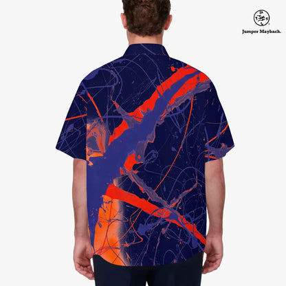 Unisex Galaxy Resort shirt by Jumper Maybach®, men's clothing in black with galaxy-themed design, casual and stylish.